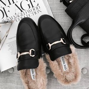 NEW Steve Madden Jill FauxFur Lined SlipOn Mules 9